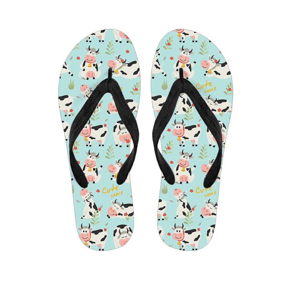 Cute Cow Print Men's Flip Flops-grizzshop