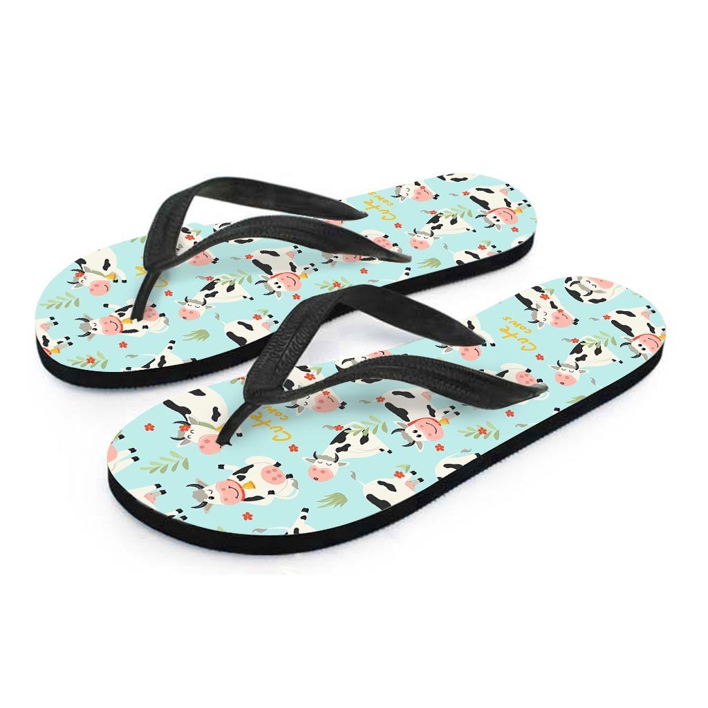 Cute Cow Print Men's Flip Flops-grizzshop