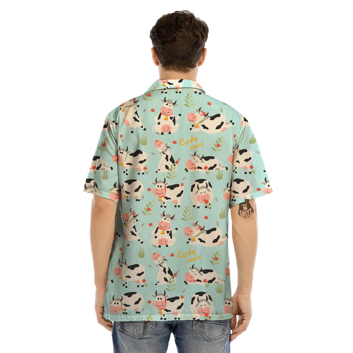Cute Cow Print Men’s Hawaiian Shirt-grizzshop