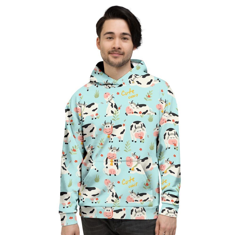 Cute Cow Print Men's Hoodie-grizzshop