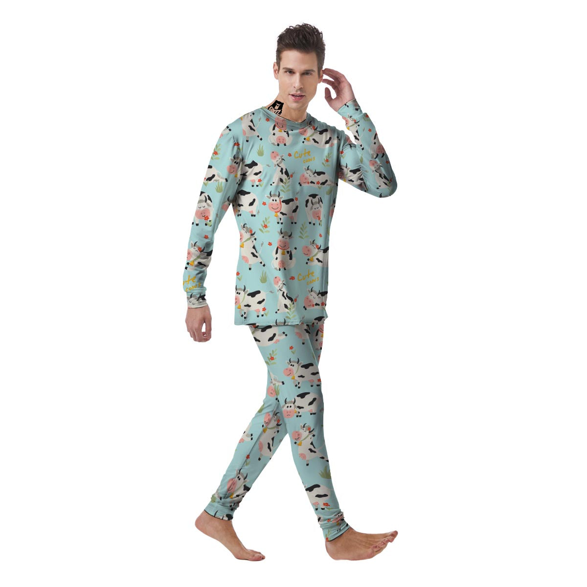 Cute Cow Print Men's Pajamas-grizzshop