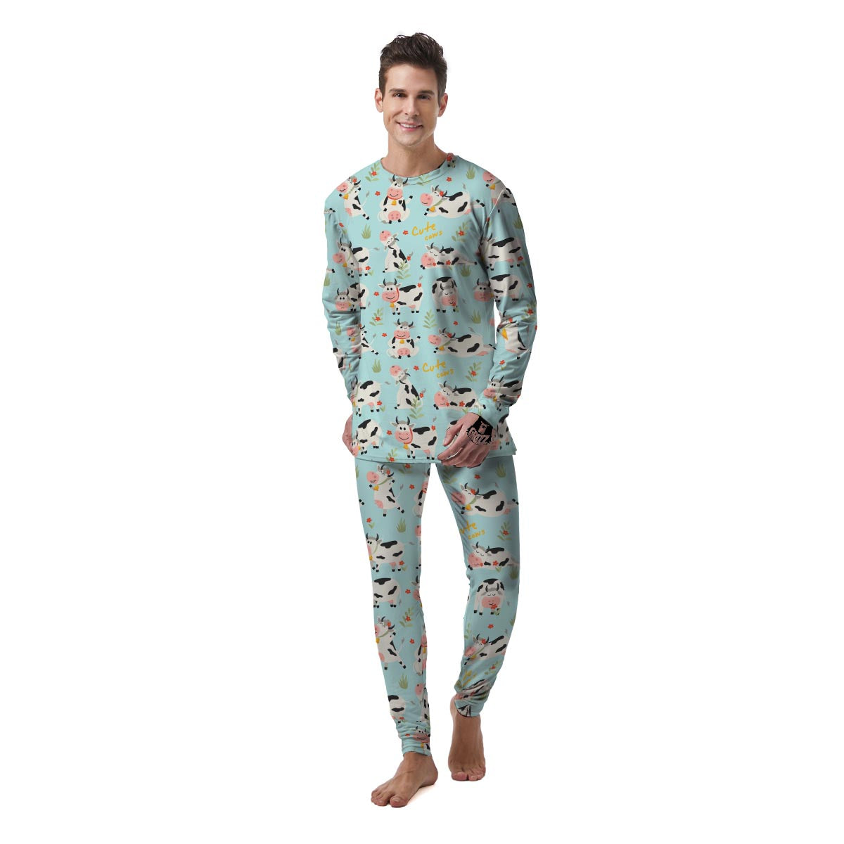 Cute Cow Print Men's Pajamas-grizzshop