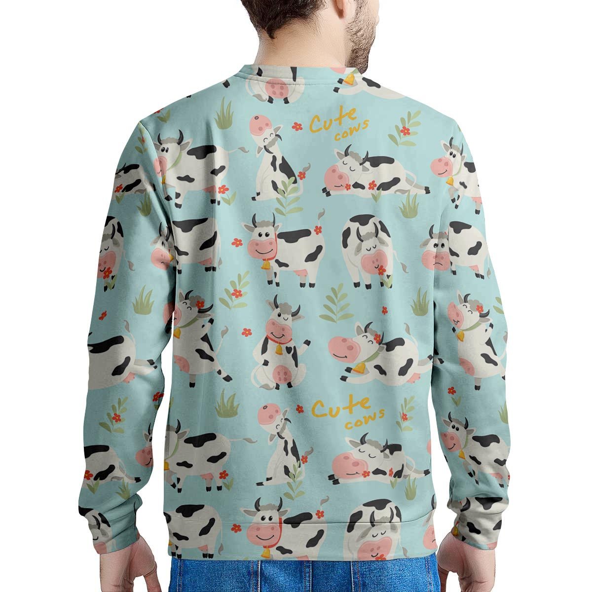 Cute Cow Print Men's Sweatshirt-grizzshop