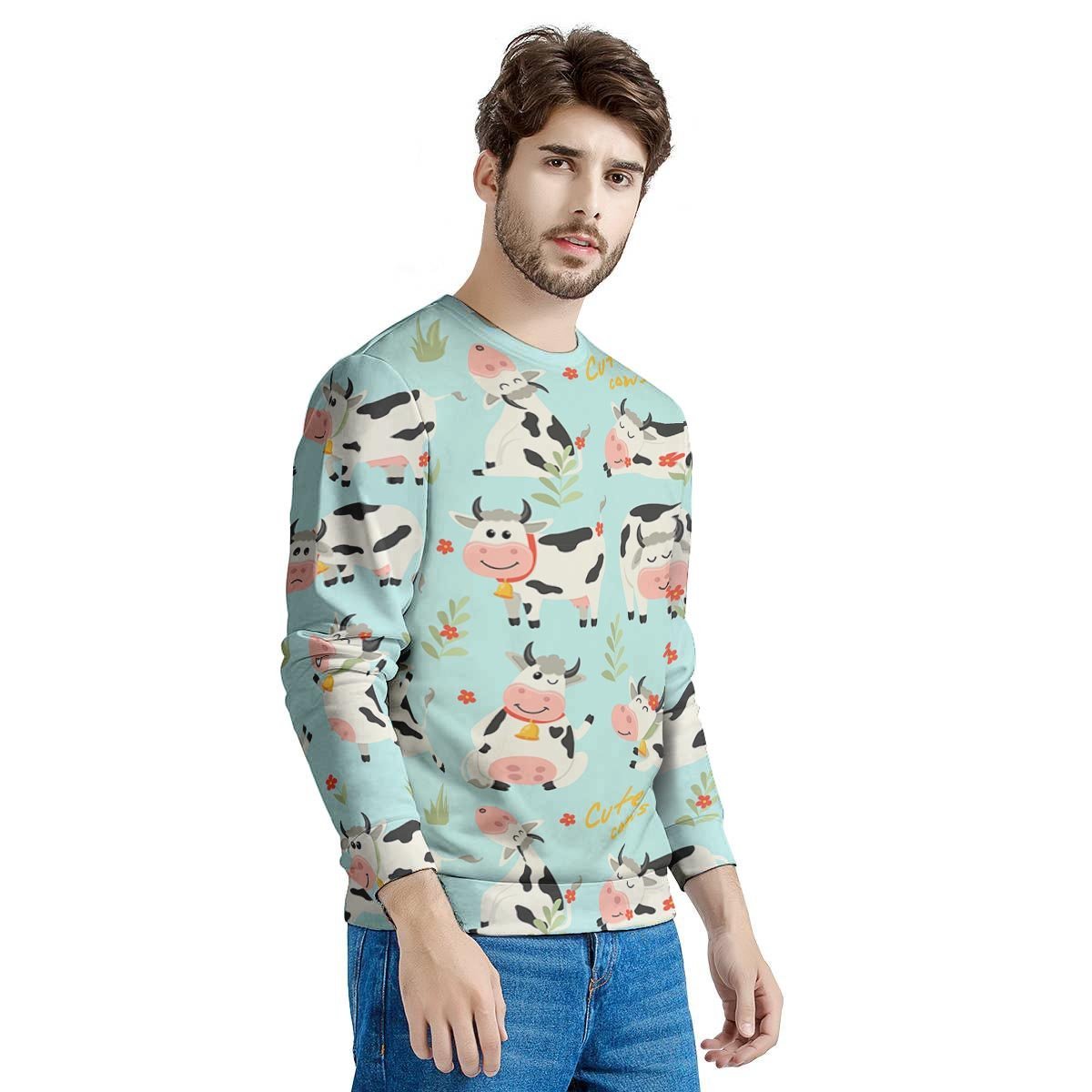 Cute Cow Print Men's Sweatshirt-grizzshop