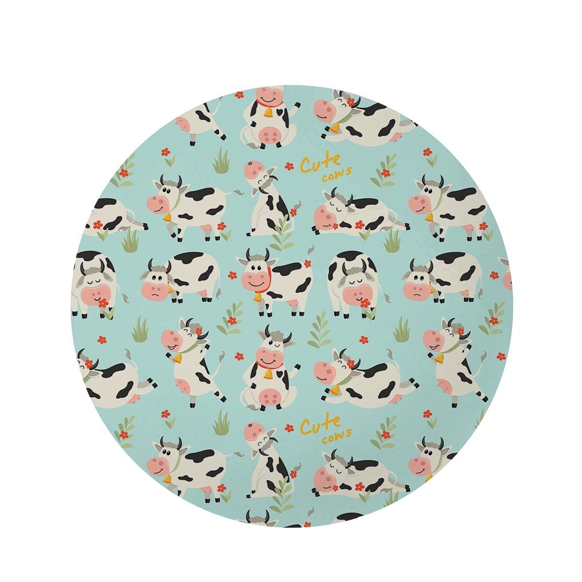 Cute Cow Print Round Rug-grizzshop