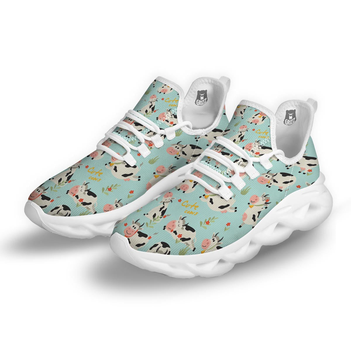 Cute Cow Print White Running Shoes-grizzshop