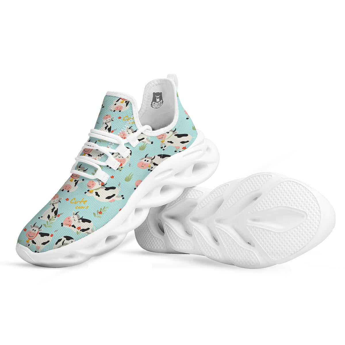 Cute Cow Print White Running Shoes-grizzshop