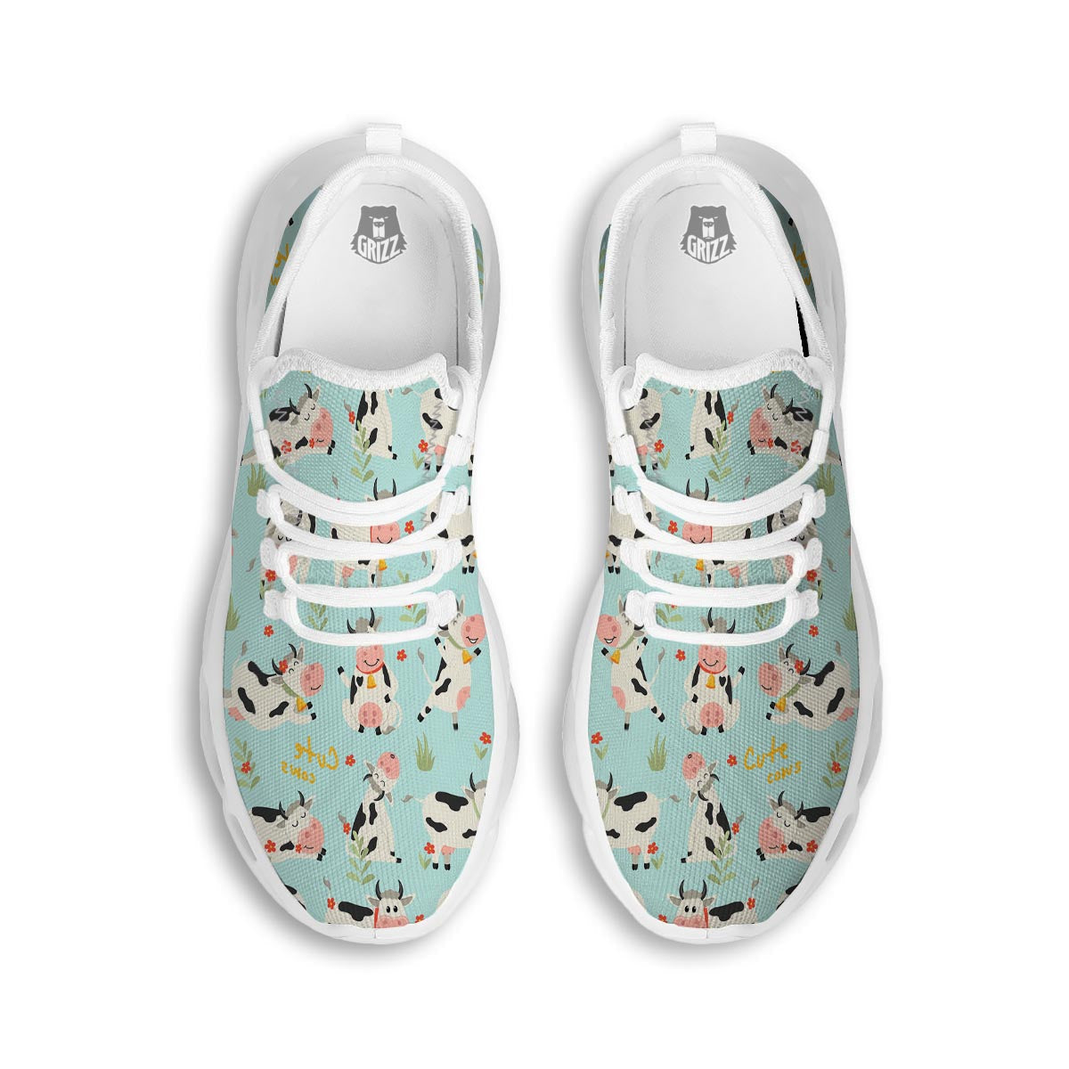 Cute Cow Print White Running Shoes-grizzshop