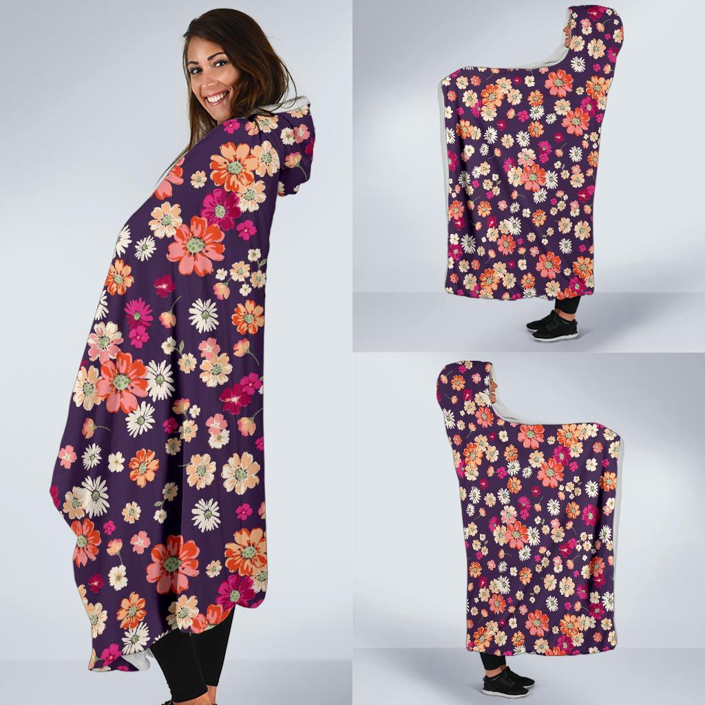 Cute Daisy ColorfulPattern Print Hooded Blanket-grizzshop