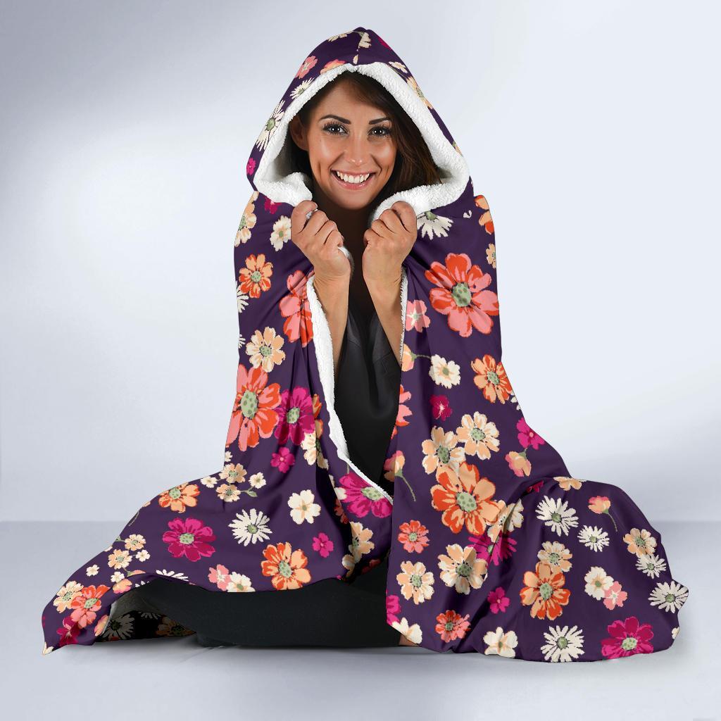 Cute Daisy ColorfulPattern Print Hooded Blanket-grizzshop