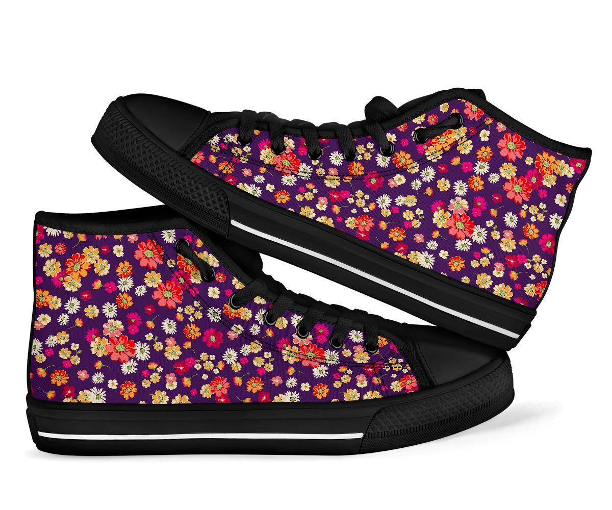 Cute Daisy ColorfulPattern Print Men Women's High Top Shoes-grizzshop