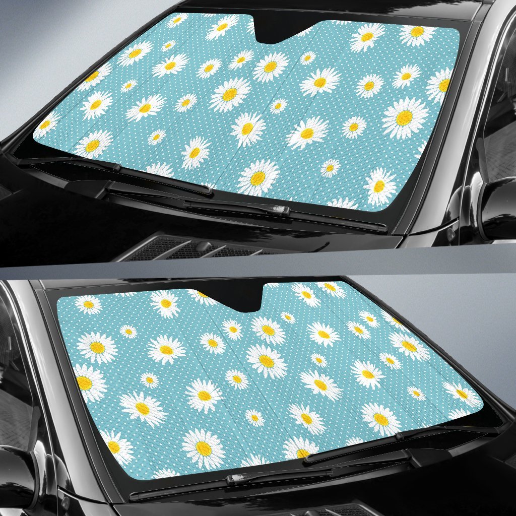 Cute Daisy Polkadot Pattern Print Car Sun Shade-grizzshop