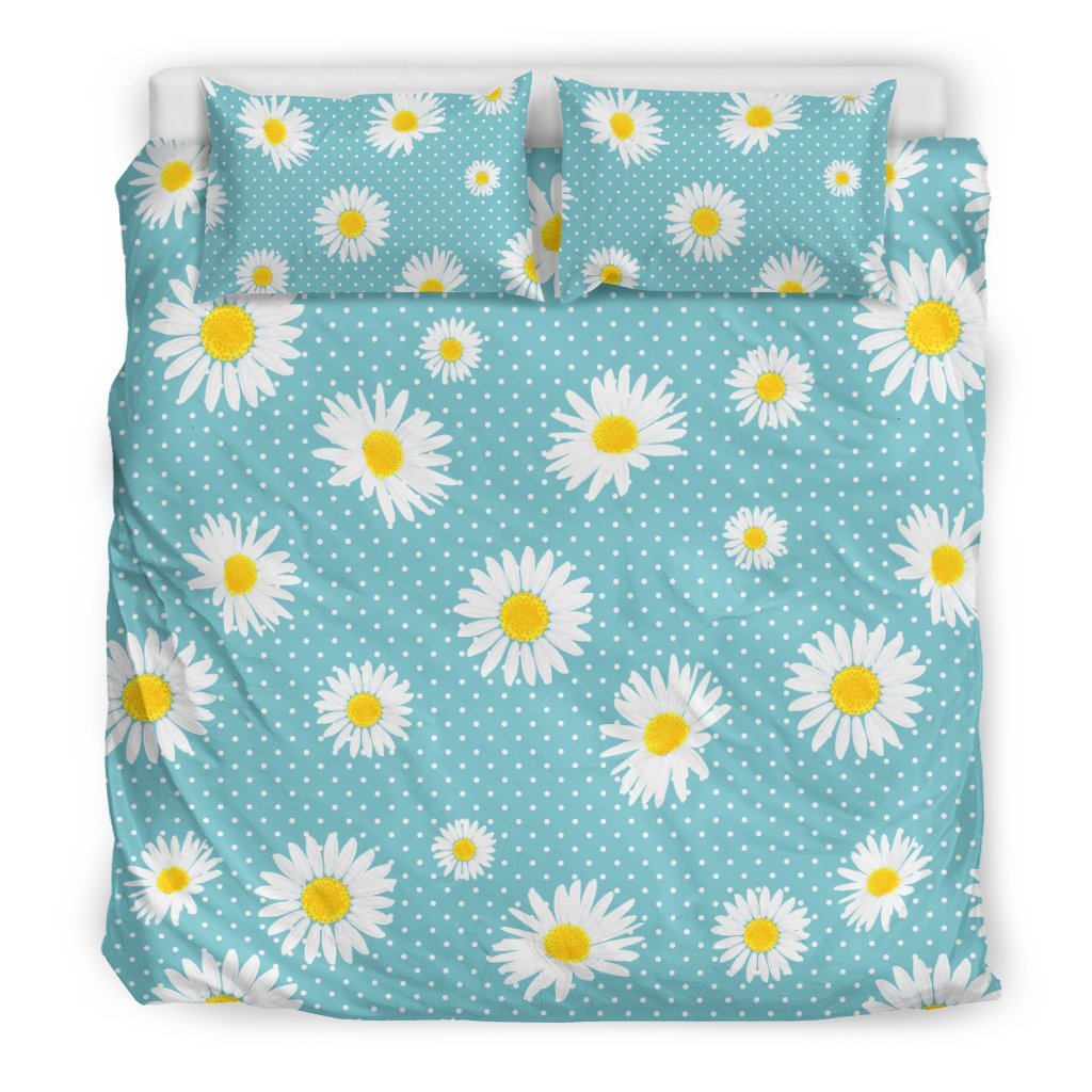 Cute Daisy Polkadot Pattern Print Duvet Cover Bedding Set-grizzshop