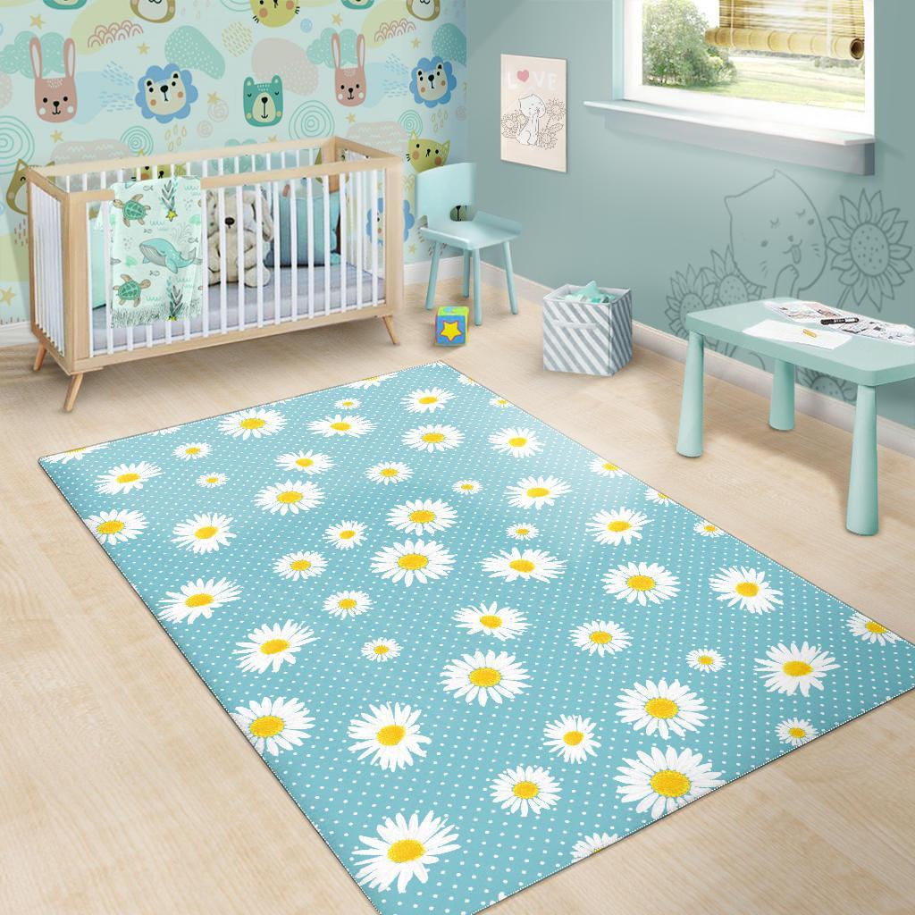 Cute Daisy Polkadot Pattern Print Floor Mat-grizzshop