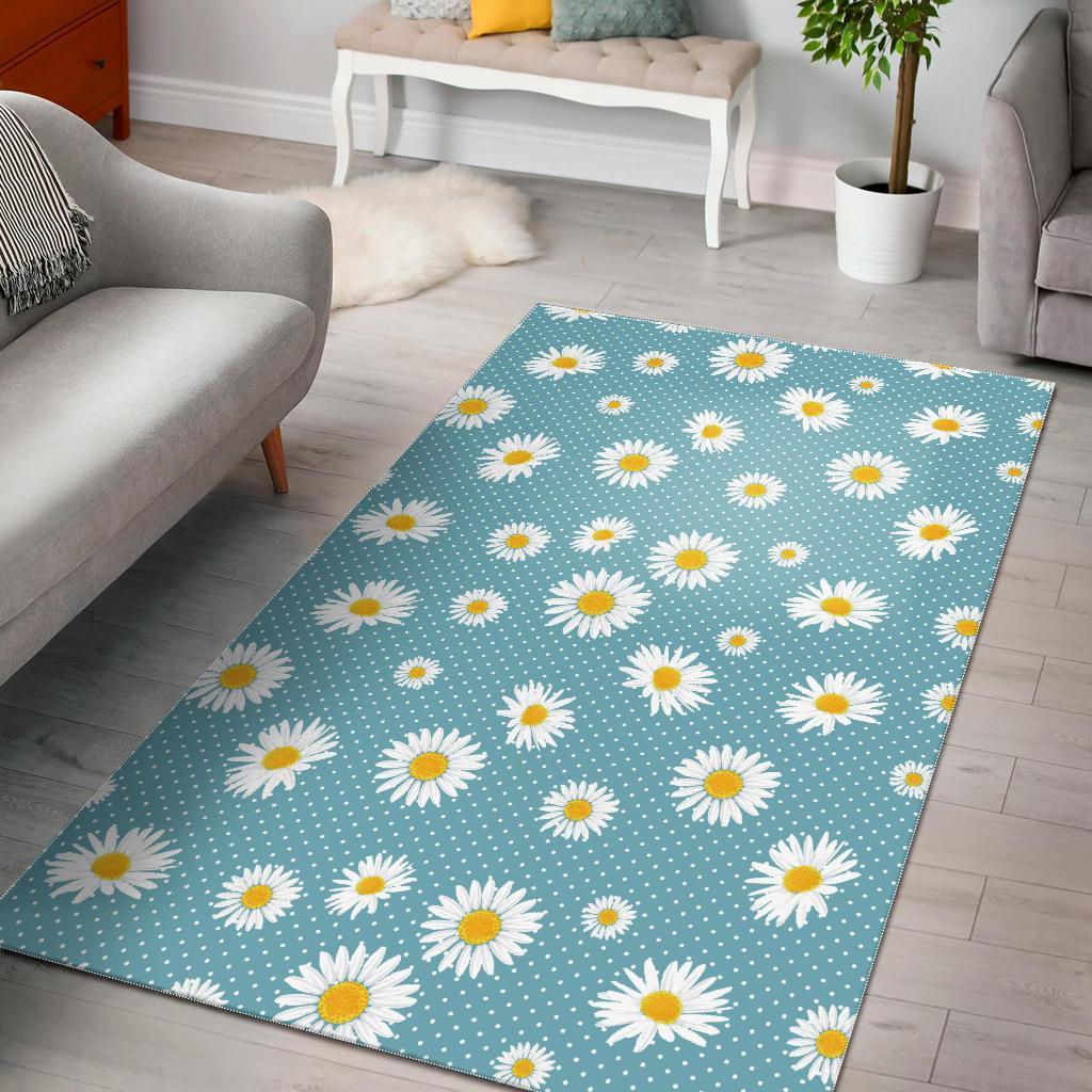 Cute Daisy Polkadot Pattern Print Floor Mat-grizzshop