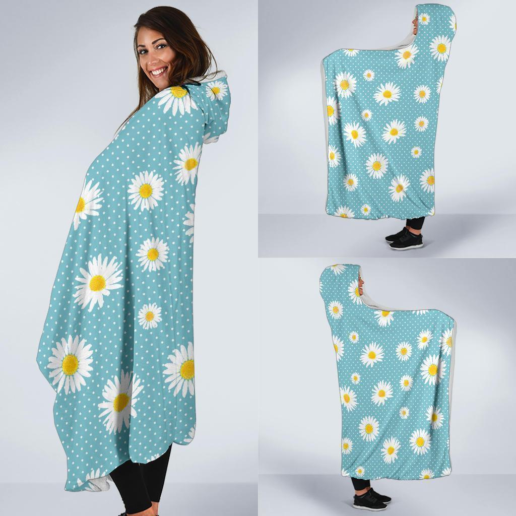 Cute Daisy Polkadot Pattern Print Hooded Blanket-grizzshop