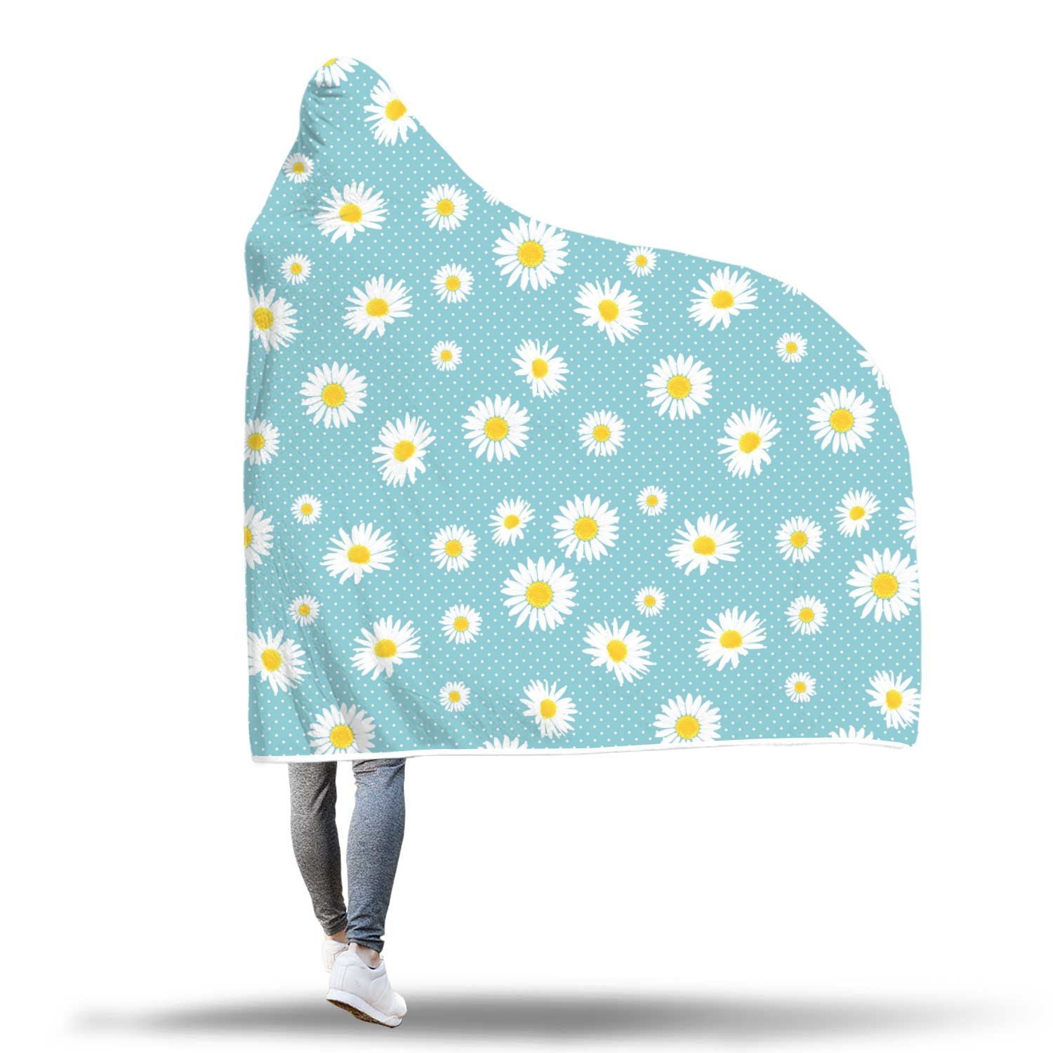 Cute Daisy Polkadot Pattern Print Hooded Blanket-grizzshop