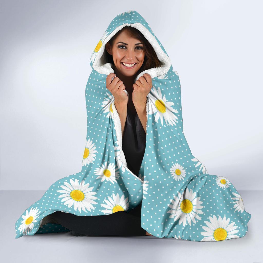 Cute Daisy Polkadot Pattern Print Hooded Blanket-grizzshop