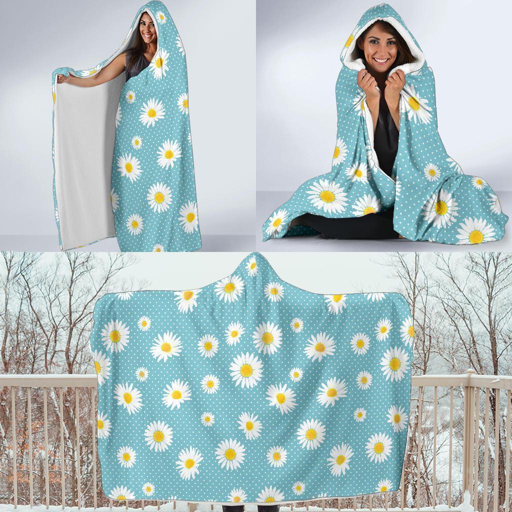 Cute Daisy Polkadot Pattern Print Hooded Blanket-grizzshop