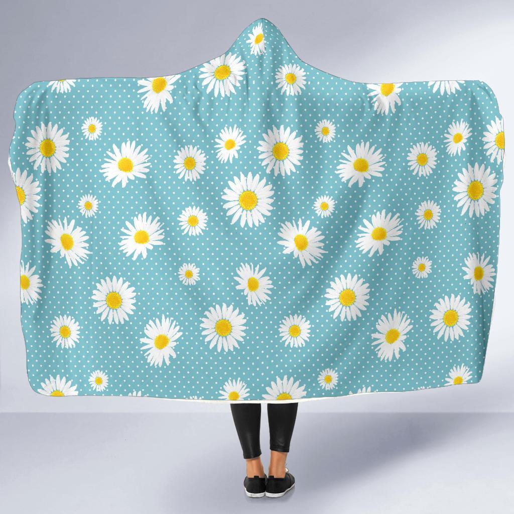 Cute Daisy Polkadot Pattern Print Hooded Blanket-grizzshop