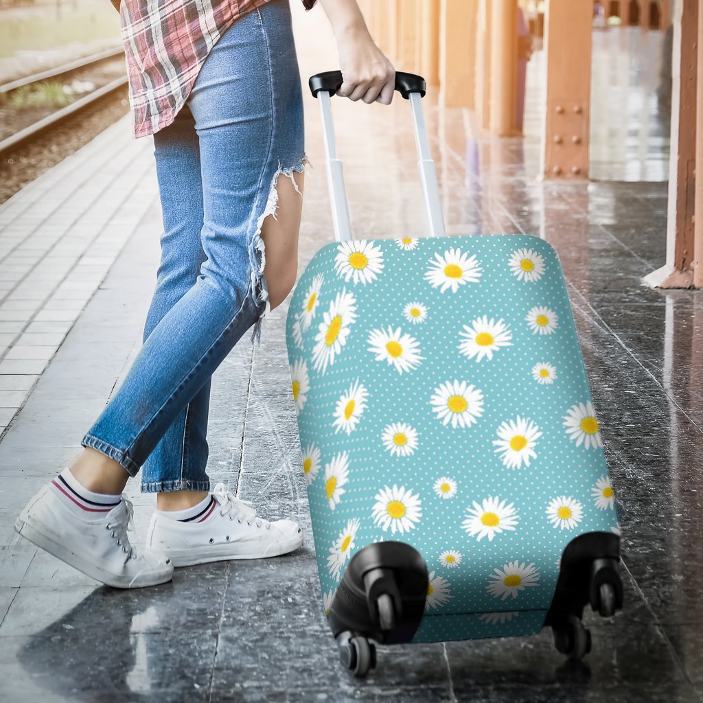Cute Daisy Polkadot Pattern Print Luggage Cover Protector-grizzshop