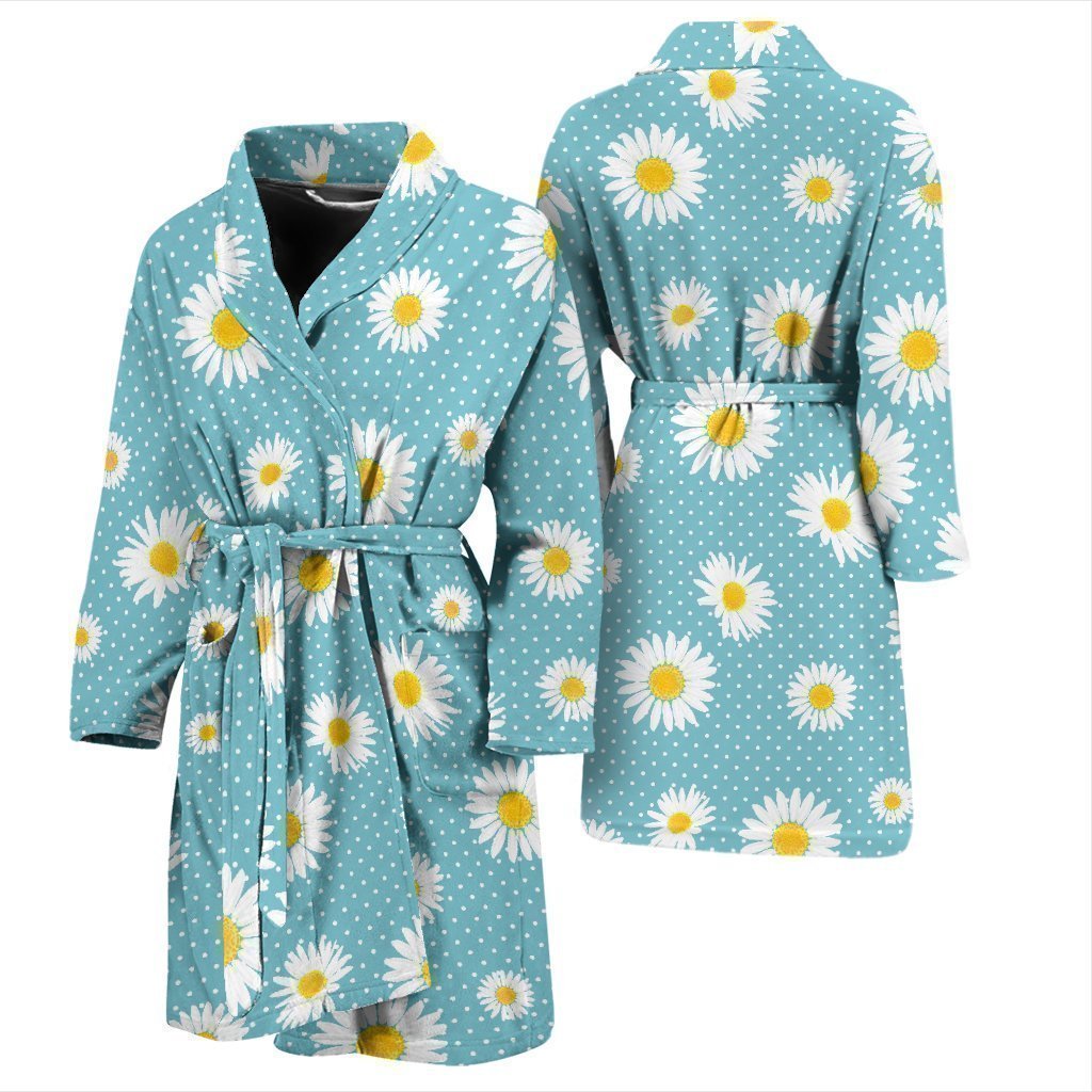 Cute Daisy Polkadot Pattern Print Men Long Robe-grizzshop