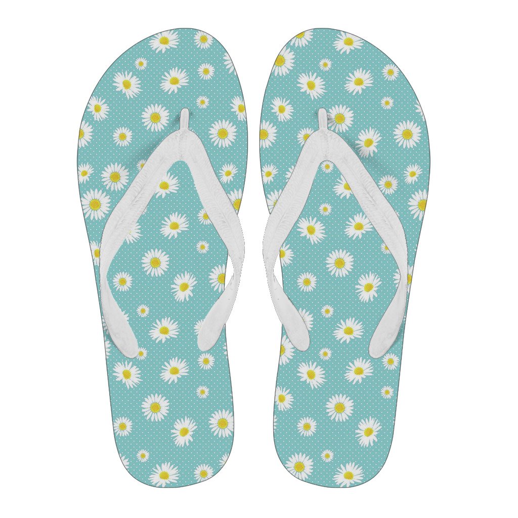 Cute Daisy Polkadot Pattern Print Men & Women Flip Flops-grizzshop