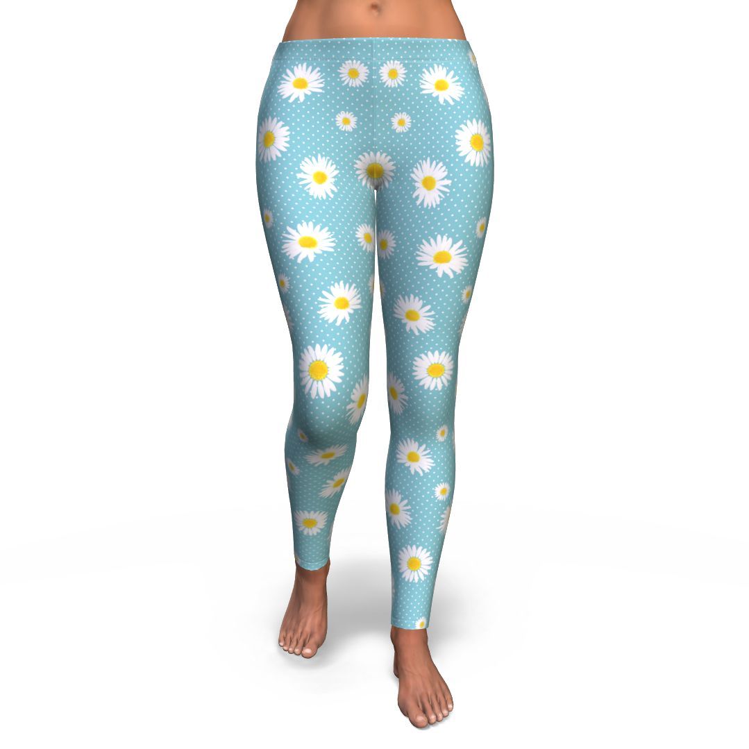 Cute Daisy Polkadot Pattern Print Pattern Women Leggings-grizzshop