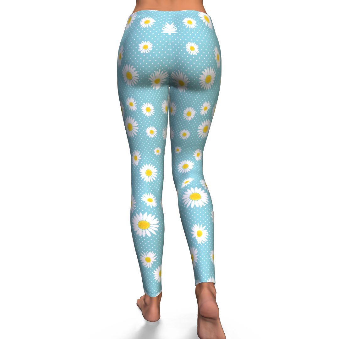 Cute Daisy Polkadot Pattern Print Pattern Women Leggings-grizzshop