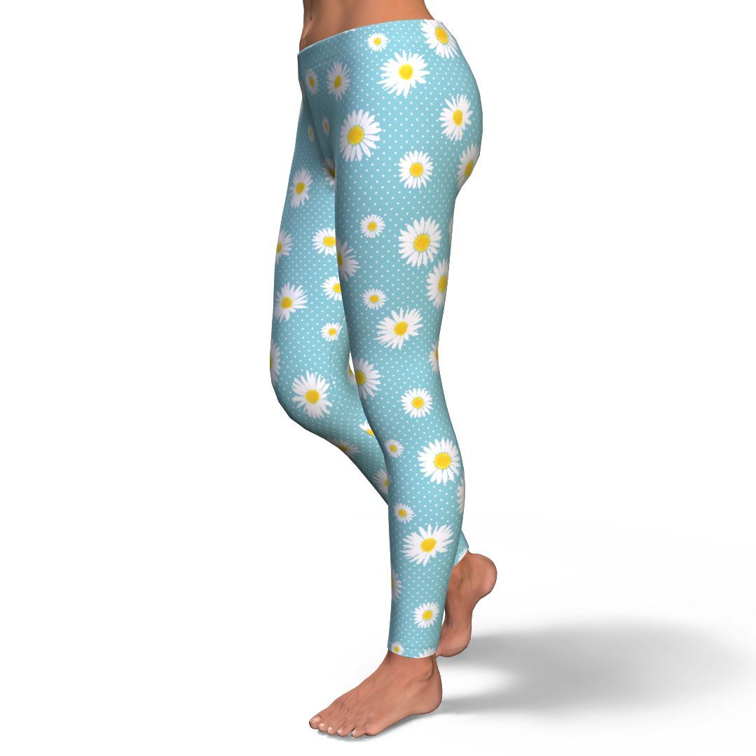 Cute Daisy Polkadot Pattern Print Pattern Women Leggings-grizzshop