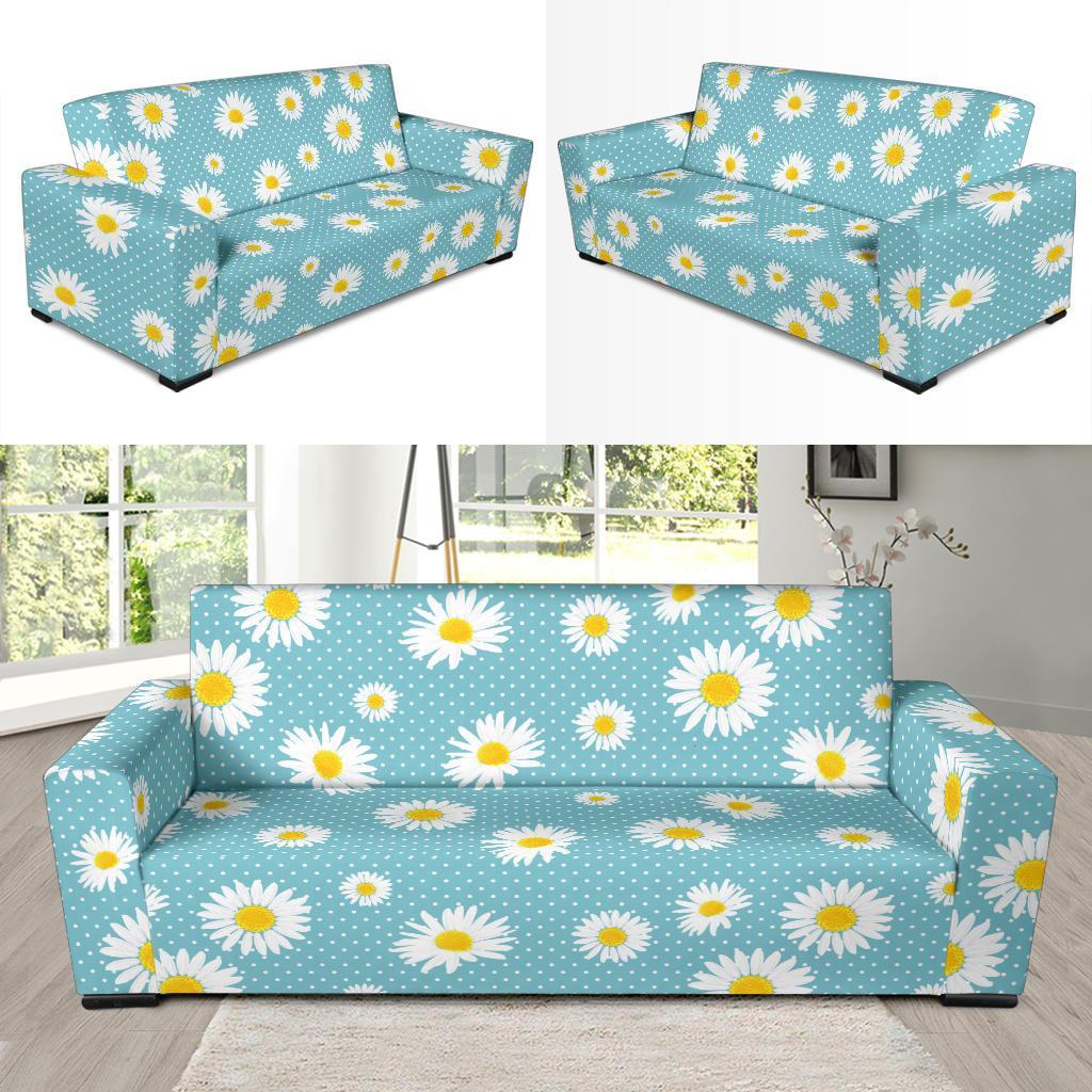 Cute Daisy Polkadot Pattern Print Sofa Covers-grizzshop