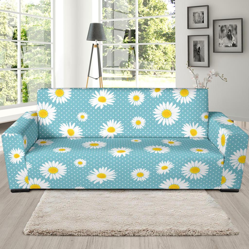 Cute Daisy Polkadot Pattern Print Sofa Covers-grizzshop