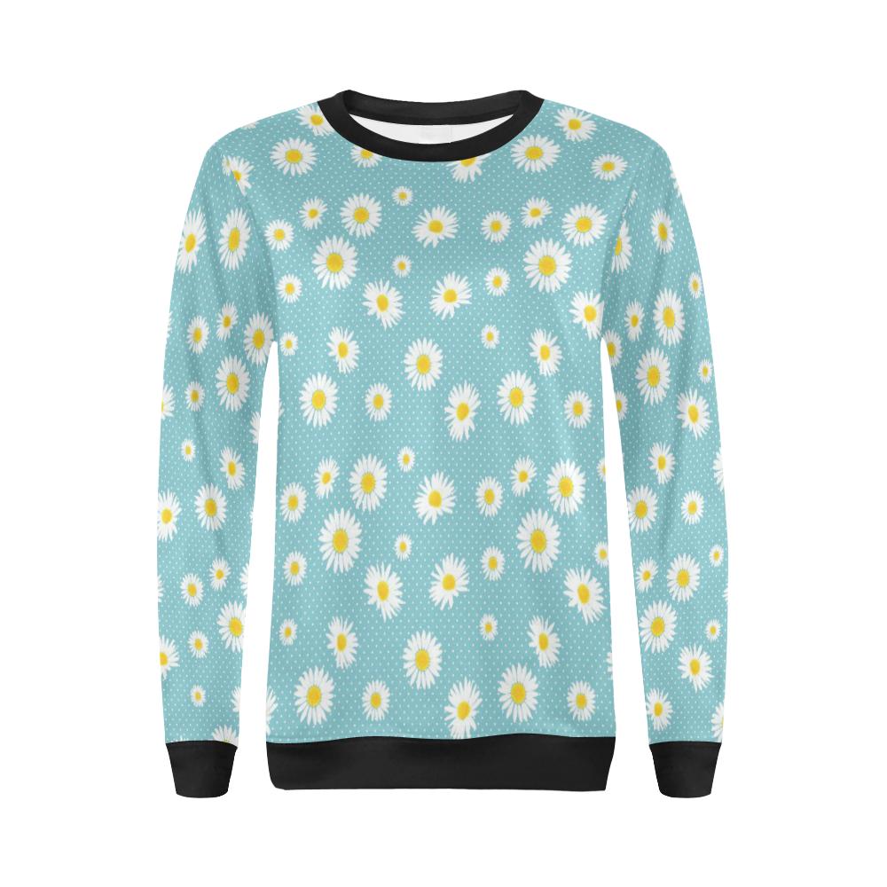 Cute Daisy Polkadot Pattern Print Women Crewneck Sweatshirt-grizzshop