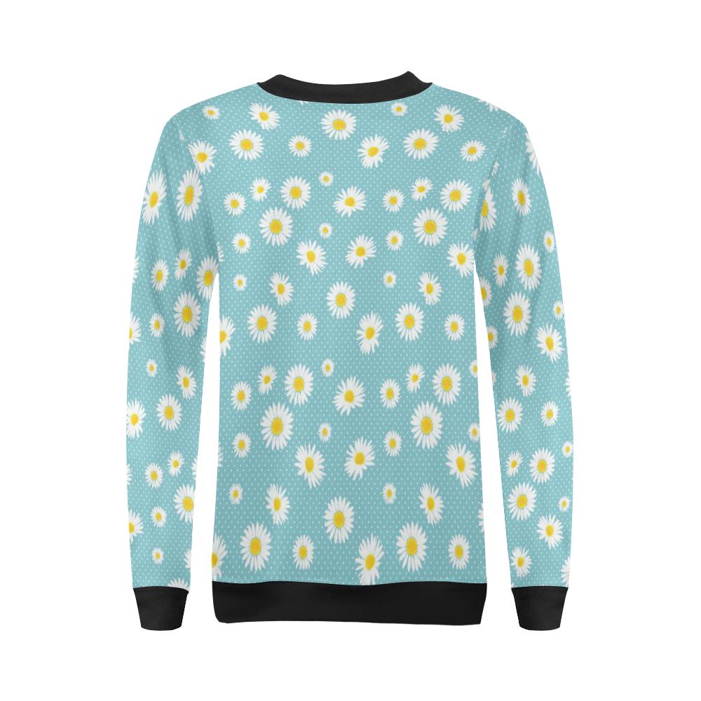 Cute Daisy Polkadot Pattern Print Women Crewneck Sweatshirt-grizzshop