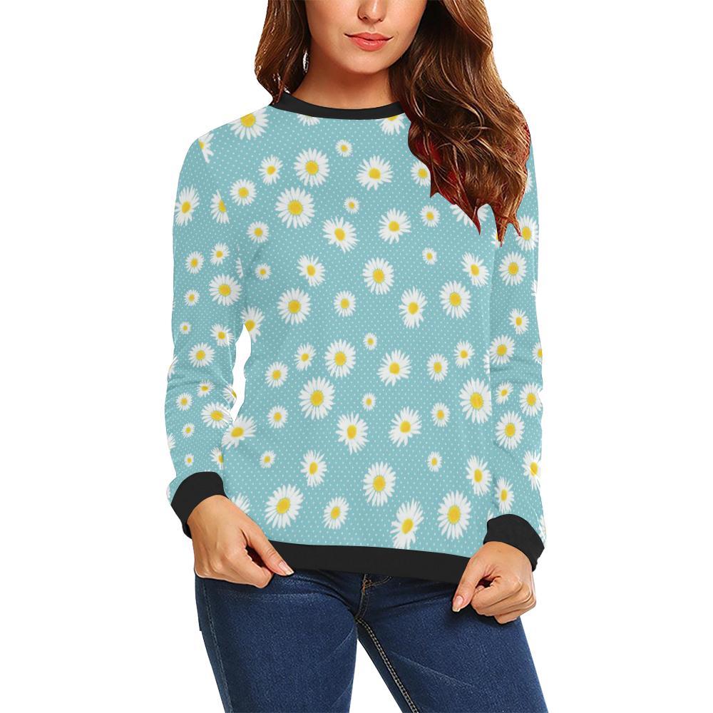 Cute Daisy Polkadot Pattern Print Women Crewneck Sweatshirt-grizzshop