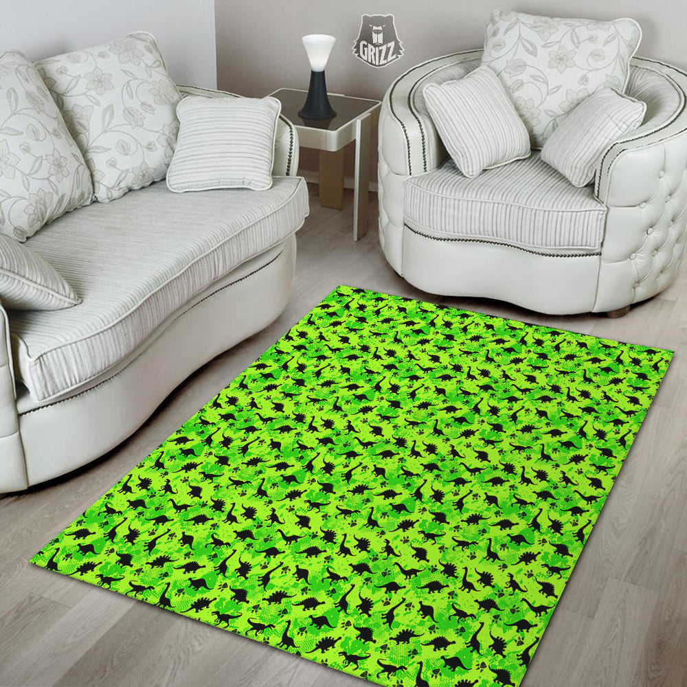 Cute Dino Green Print Pattern Floor Mat-grizzshop