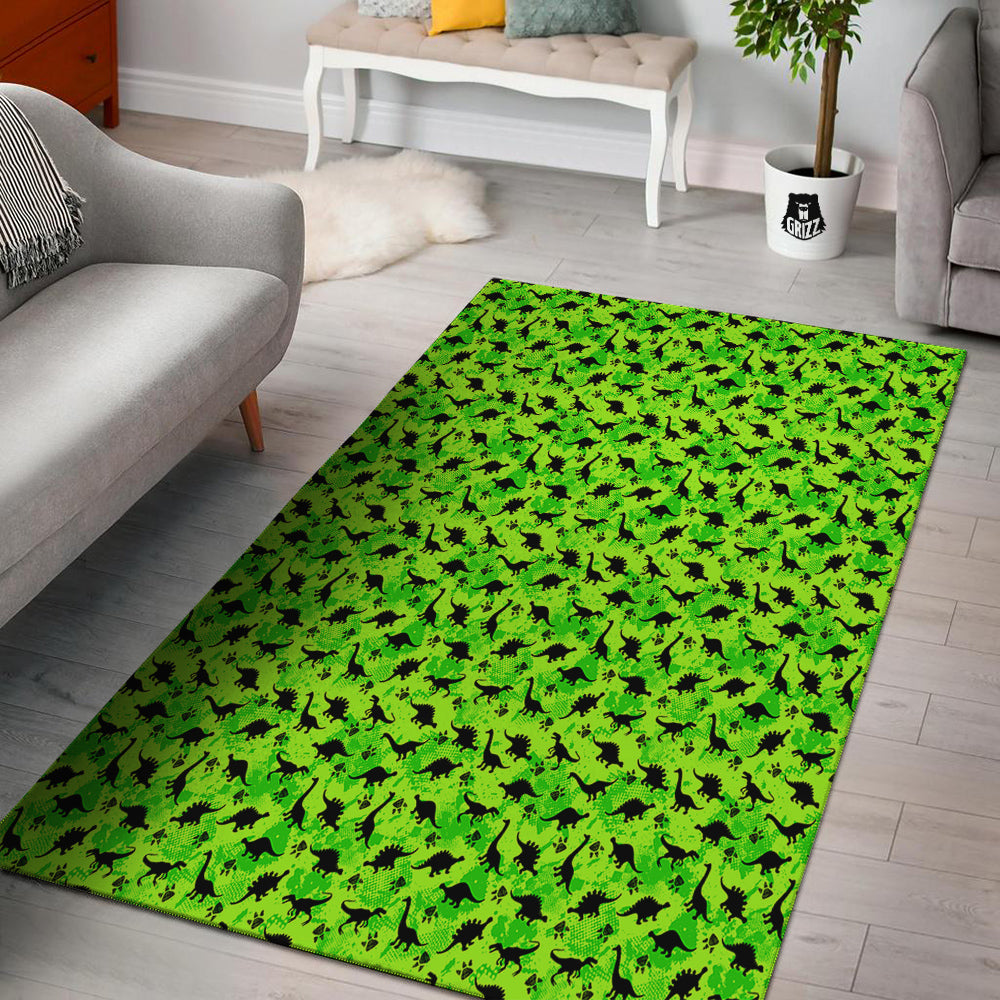 Cute Dino Green Print Pattern Floor Mat-grizzshop