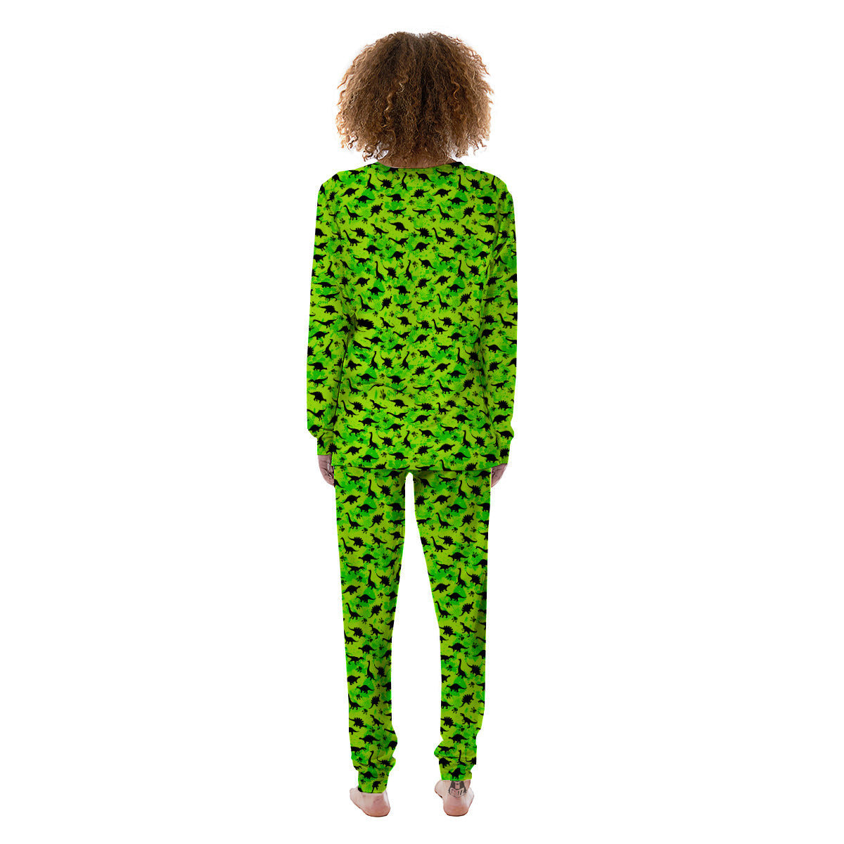 Cute Dino Green Print Pattern Women's Pajamas-grizzshop