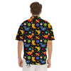 Cute Dinosaurs In Space Print Pattern Men's Short Sleeve Shirts-grizzshop