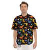 Cute Dinosaurs In Space Print Pattern Men's Short Sleeve Shirts-grizzshop