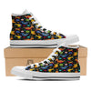 Cute Dinosaurs In Space Print Pattern White High Top Shoes-grizzshop