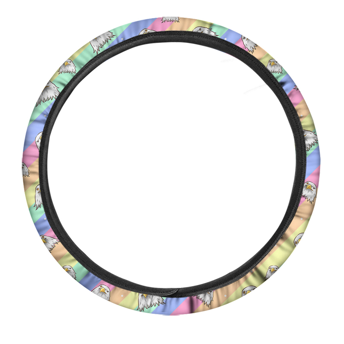 Cute Eagle Rainbow Print Pattern Car Steering Wheel Cover-grizzshop