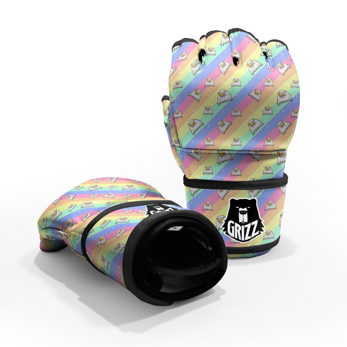 Cute Eagle Rainbow Print Pattern MMA Gloves-grizzshop