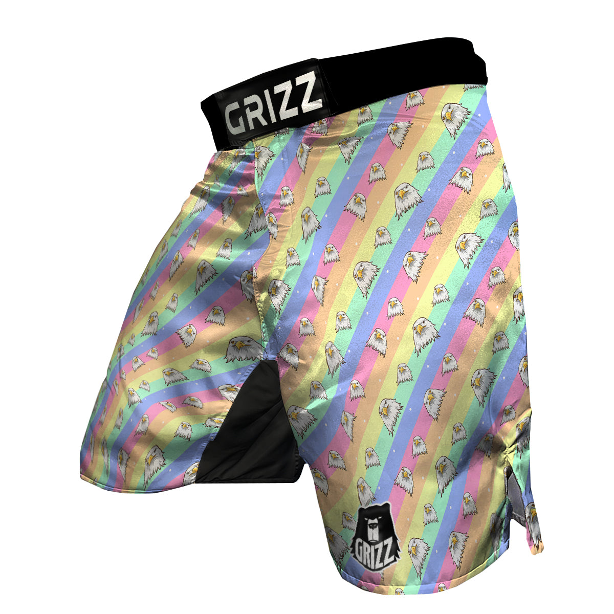 Cute Eagle Rainbow Print Pattern MMA Shorts-grizzshop