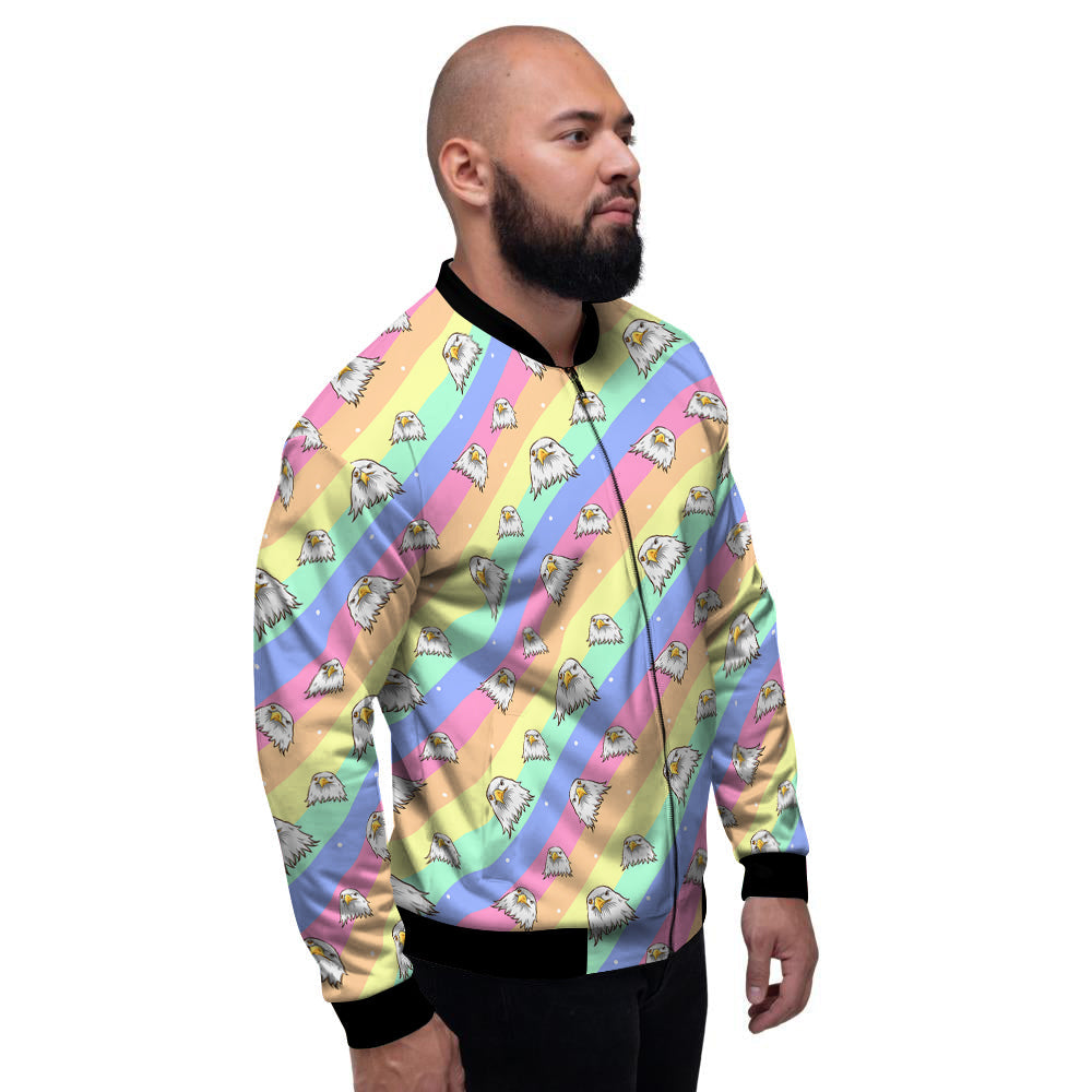 Cute Eagle Rainbow Print Pattern Men's Bomber Jacket-grizzshop