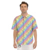 Cute Eagle Rainbow Print Pattern Men's Short Sleeve Shirts-grizzshop