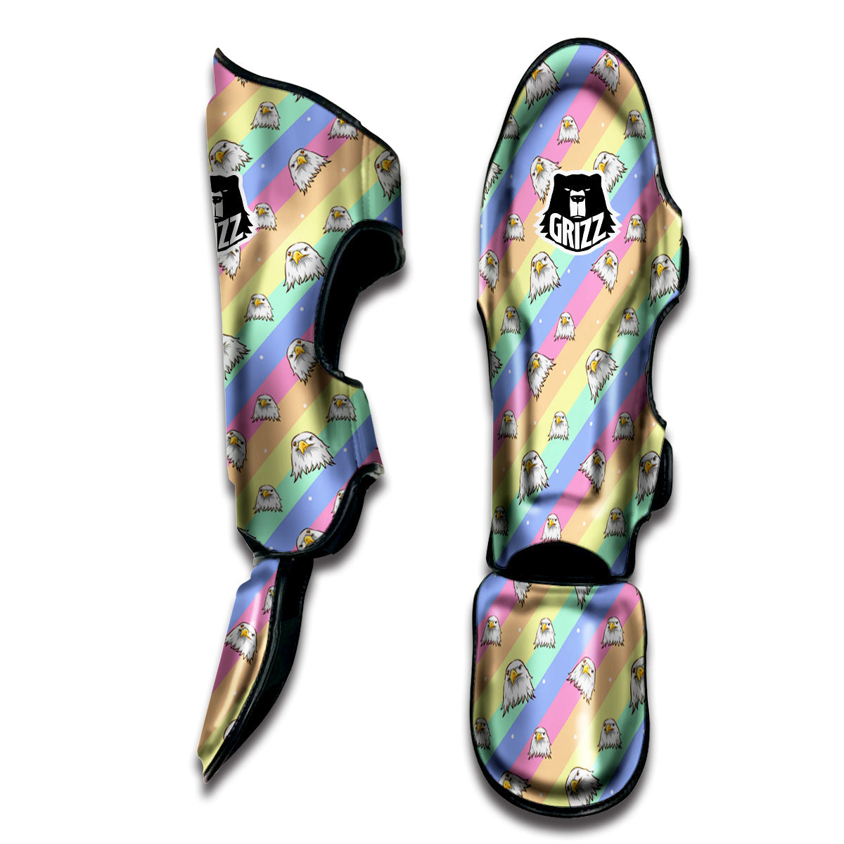 Cute Eagle Rainbow Print Pattern Muay Thai Shin Guards-grizzshop