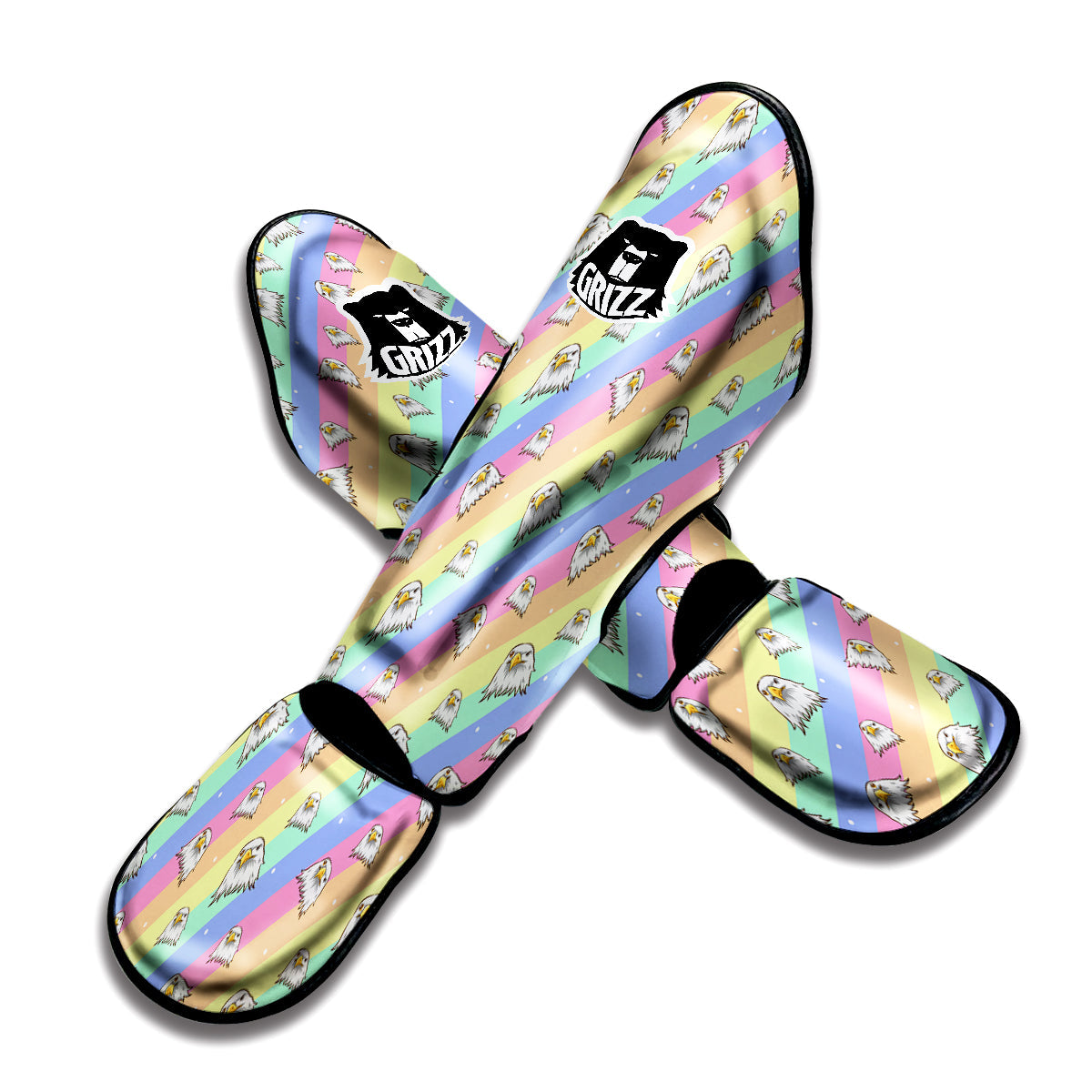 Cute Eagle Rainbow Print Pattern Muay Thai Shin Guards-grizzshop