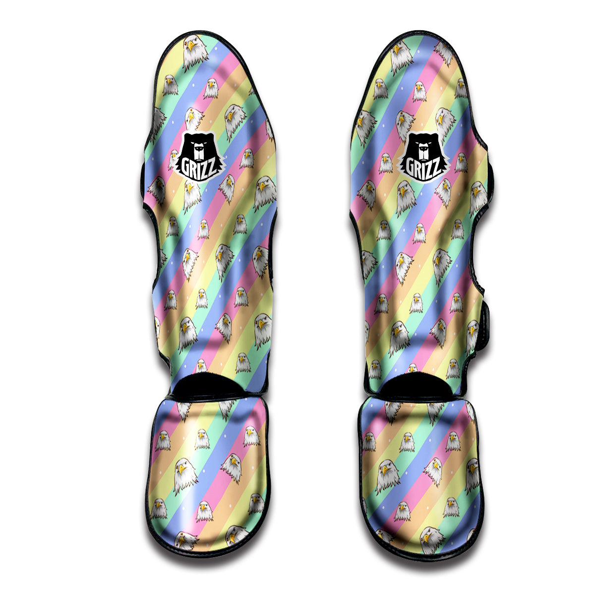 Cute Eagle Rainbow Print Pattern Muay Thai Shin Guards-grizzshop