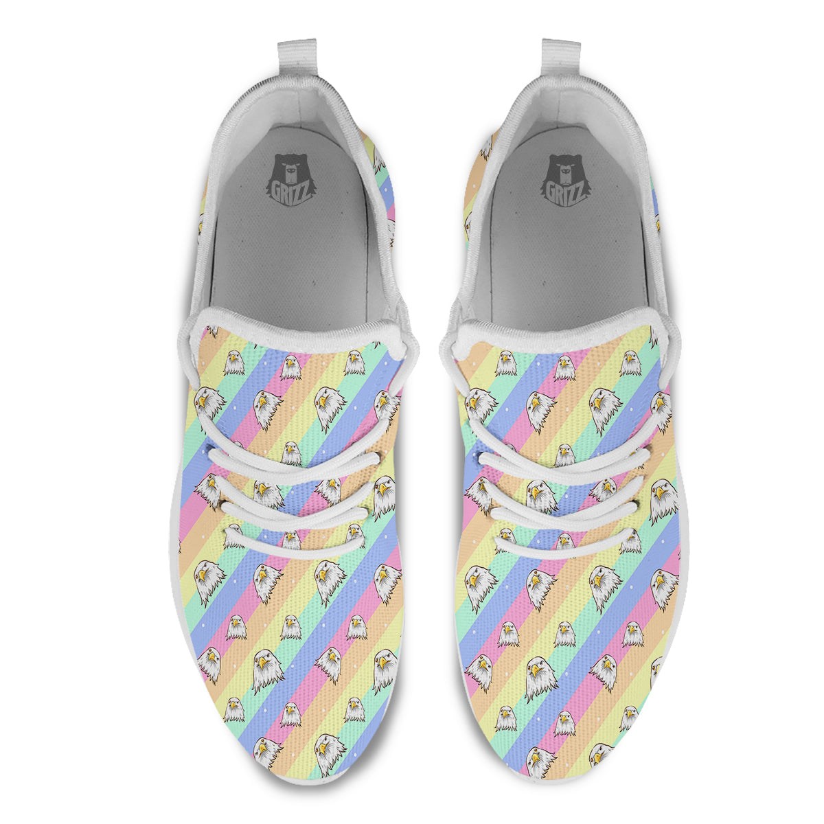 Cute Eagle Rainbow Print Pattern White Athletic Shoes-grizzshop